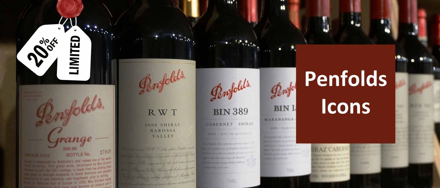 Penfolds Icon limitierte Flaschen 20 Prozent Grange, Bin 389, Bin 707, Bin 150, Koonunga Hill, Rawson Retreat
