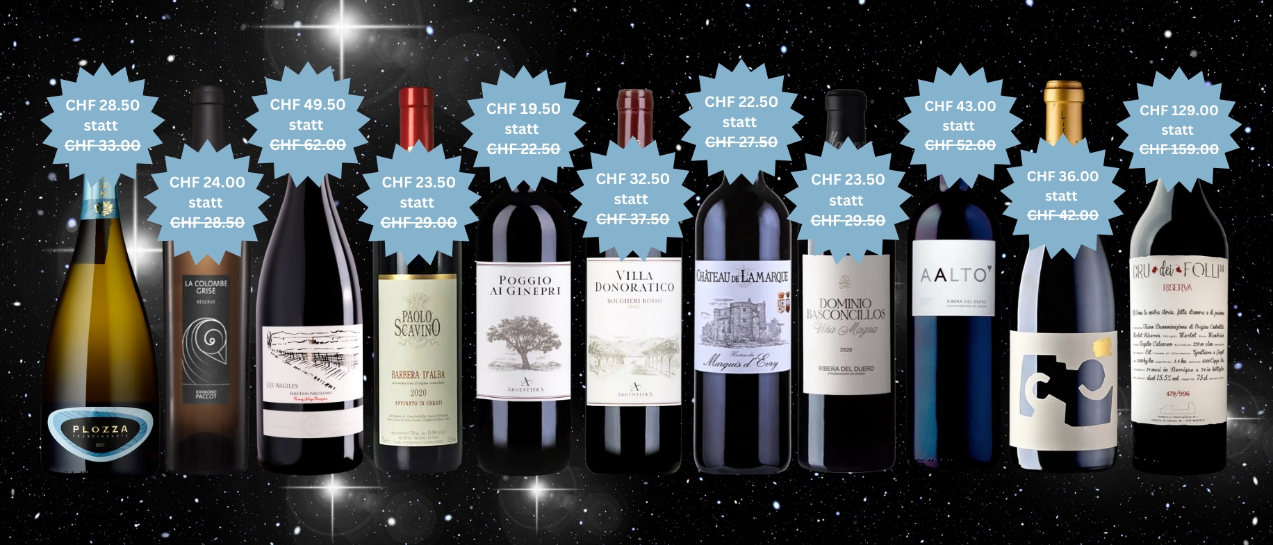 Weihnachtsaktionen Festtagsweine 25% Rabatt