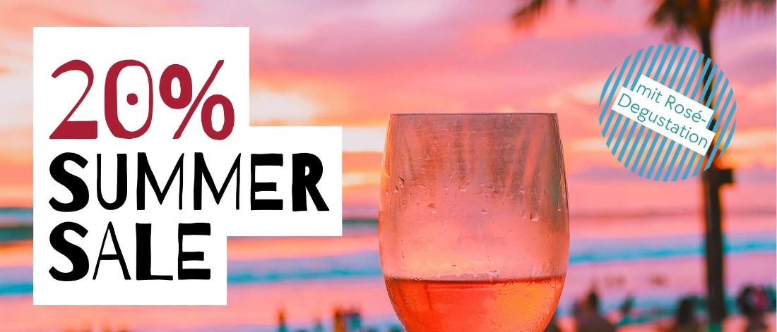 summer sale 20% auf das alle Weine und Getränke